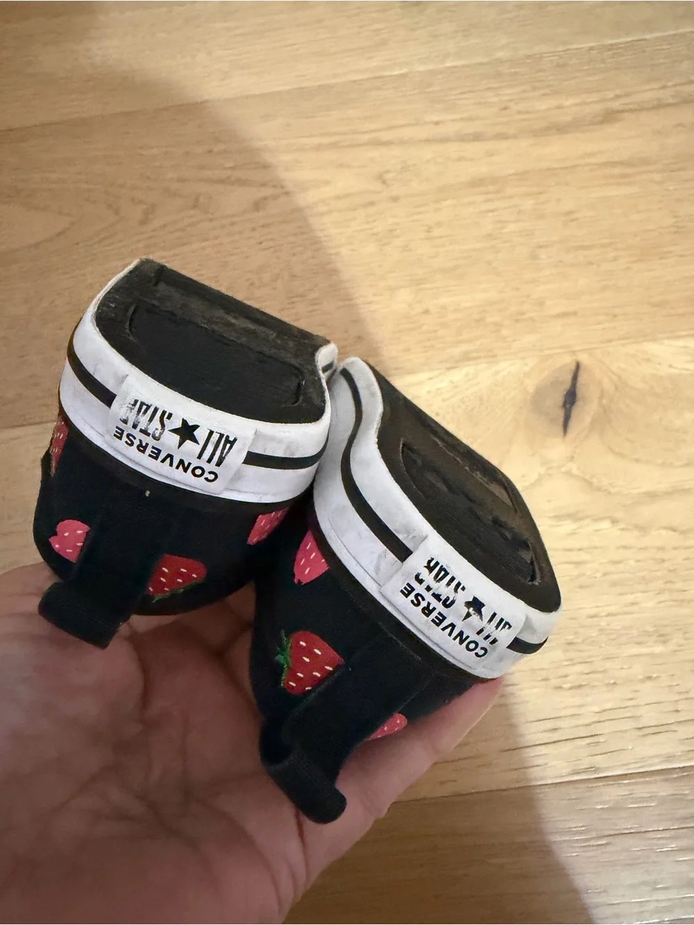 Converse Kids Black Sneakers with Red Strawberry Print